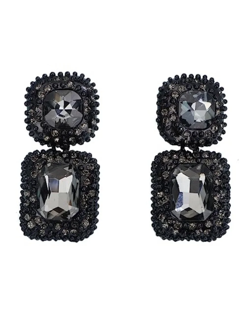 Vintage Rhinestone Drop Dangle Earrings for Women, Alloy Crystal Statement